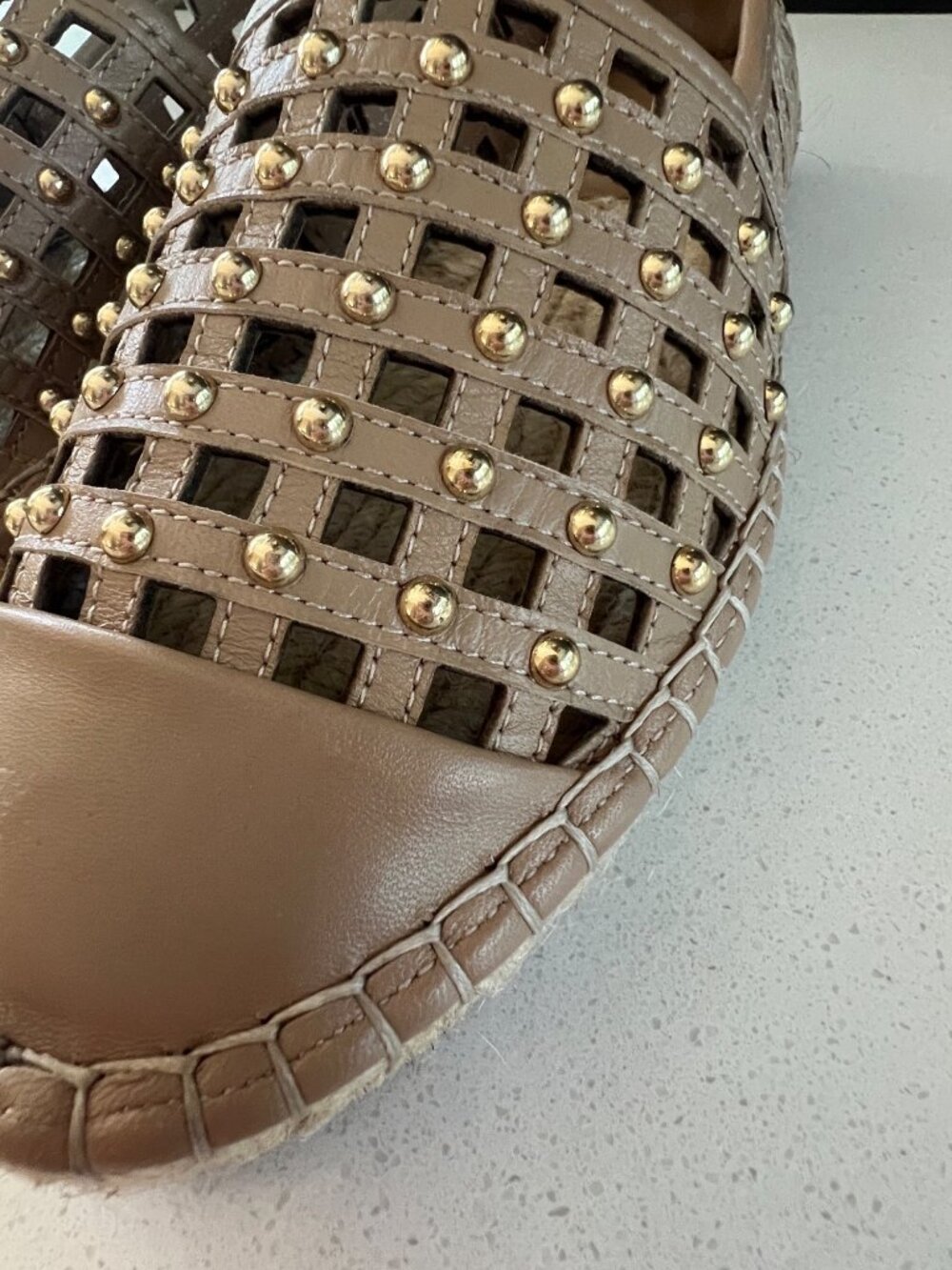 Cinq a sept Rochel Cage Studded beige Espadrille Cap Toe Flat size 38 - Picture 3 of 8